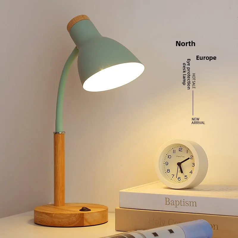Nordisk minimalistisk skrivbordslampa med ögonskydd, flernivå-dimmering och LED-ljuskälla, anslutningsbar för studier, läsning i studentlägenhet eller hemma