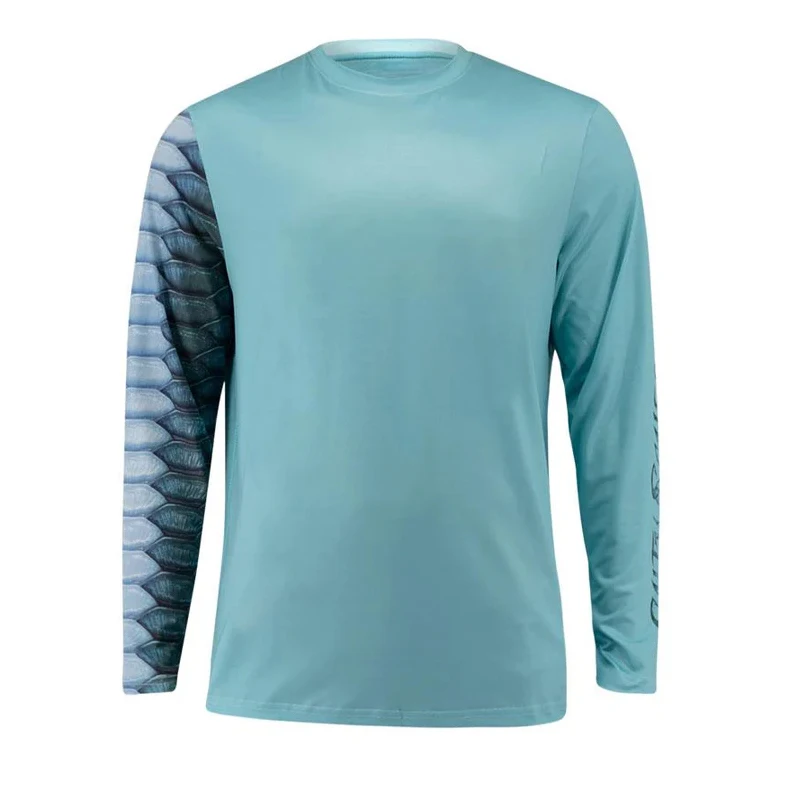 Custom Logo Back Pattern Design Dye Sublimated Stay Cool Versatile Stylish Long Sleeve Fishing T Shirt