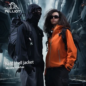 PELLIOT Outdoor Windproof 3 Layers Full Seam Waterproof 14800mm Hooded Single Layer Unisex Hiking Outdoor Hard Shell Jacket