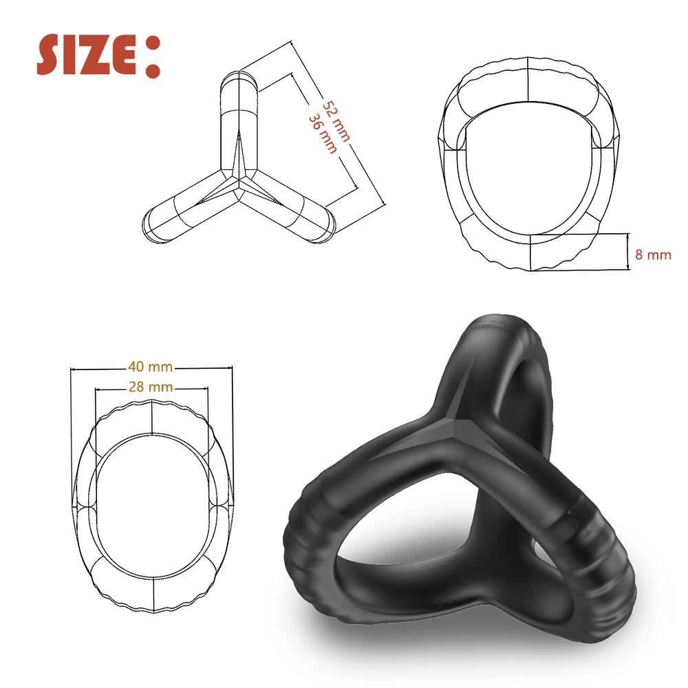 Imimi 3in1 Super Soft Penis Ring, Silicone Stretchy Ring for