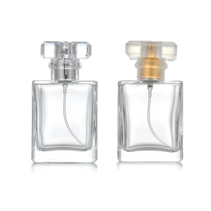 Χονδρική 30ml 50 ml 75ml 100ml Empty Luxury Flat Square Spray Fragrance Parfum Bottle clear Refillable Perfume Glass Bottle