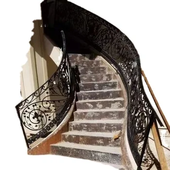 European style high-end interior / wrought iron stair handrail / railing