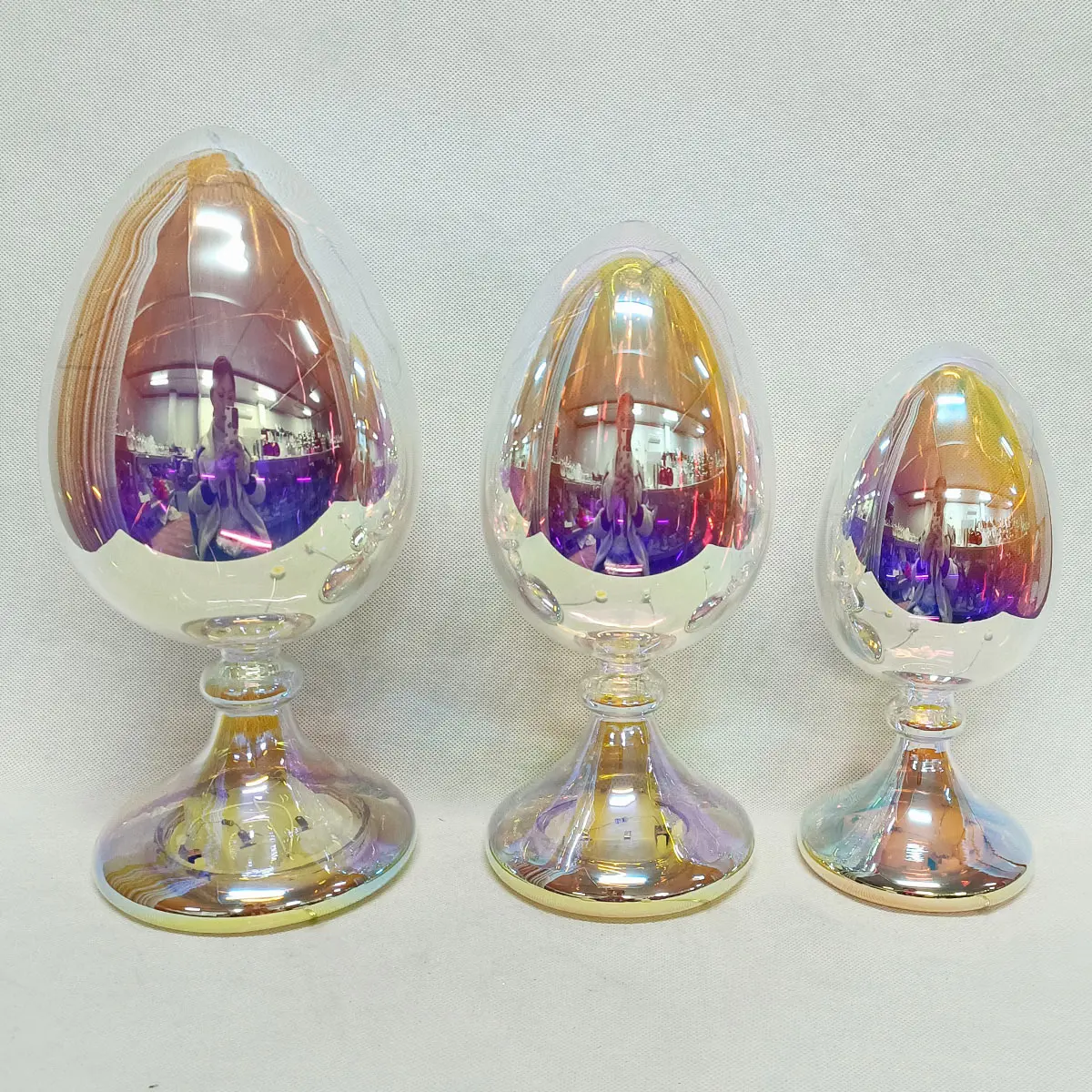 Wholesale handmade led light up easter day gifts decorative hand blown glass easter set egg holiday home decorations indoor supplier