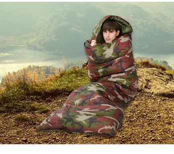 Outdoor Camping Hiking Winter Waterproof Lightweight Sleeping Bag Envelope Sleeping Bag with hood