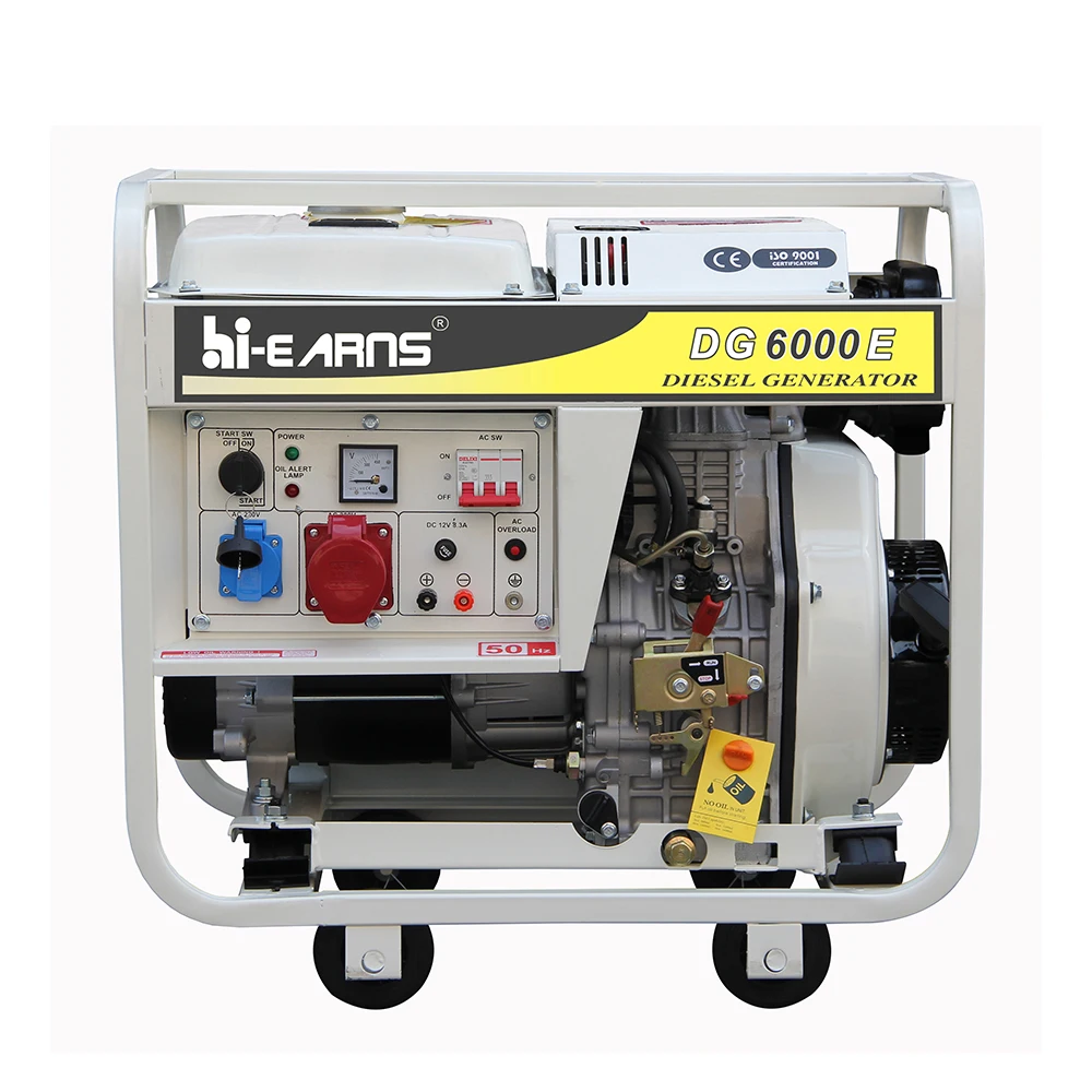 Hi Earns 5KW Portable Model with 4 Wheels 380V Three Phase diesel Generator