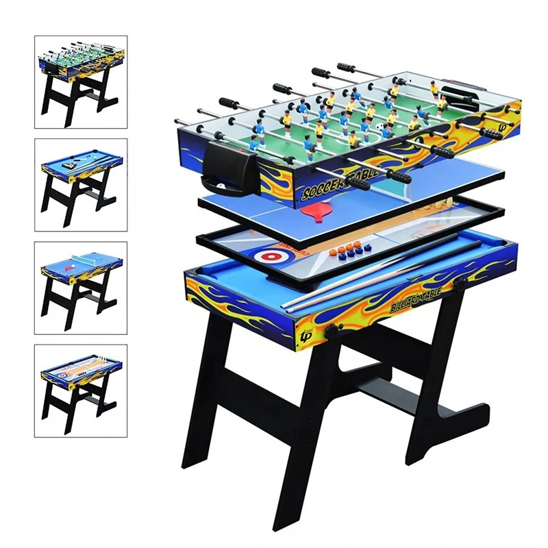 4 FT 4 in 1 Tabletop Combo Billiards Table,  Soccer Table ,Tennis ,Ice Hockey Arcade Table Games Indoor Sport Game Goods