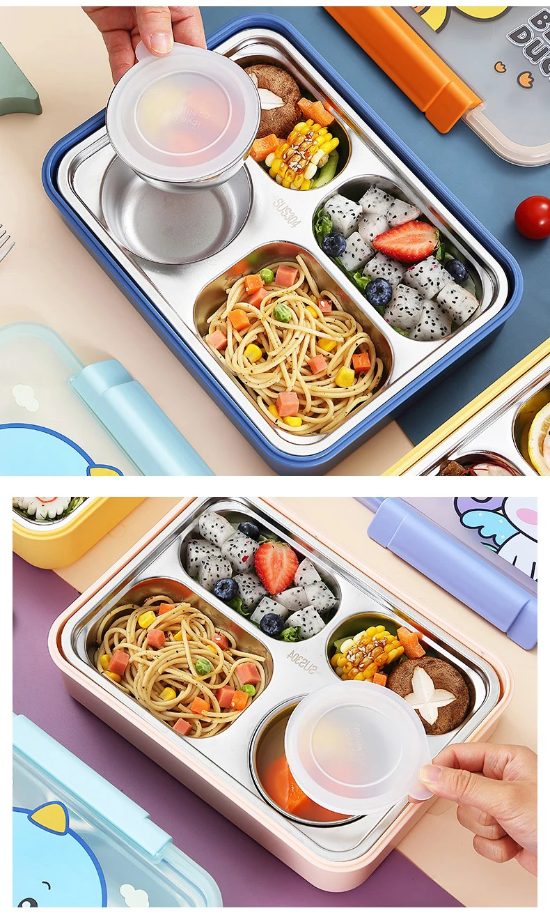 2023 4grids New launching Stainless Steel Safe Food Container Bento Lunch Box