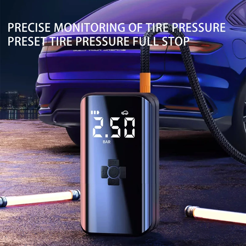 Mini Digital Display Tire Inflator Tire Pressure Monitor Car Bicycle ABS Air Pump 12V LED Lighters Wireless Air Compressor - view 6