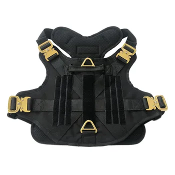 Breathable Adjustable Heavy Duty Tactical k9 Training Large Dog Harness with 4x Gold Metal Buckle