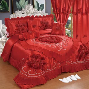 Luxurious Wedding Set 10-Piece Wedding Set Comforter Set with Curtains for Newlyweds Home Decor King Size