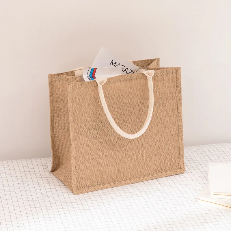 Wholesale Factory Custom Printed Burlap Handbag Eco Reusable Shopping Jute Tote Bag Jute Bags