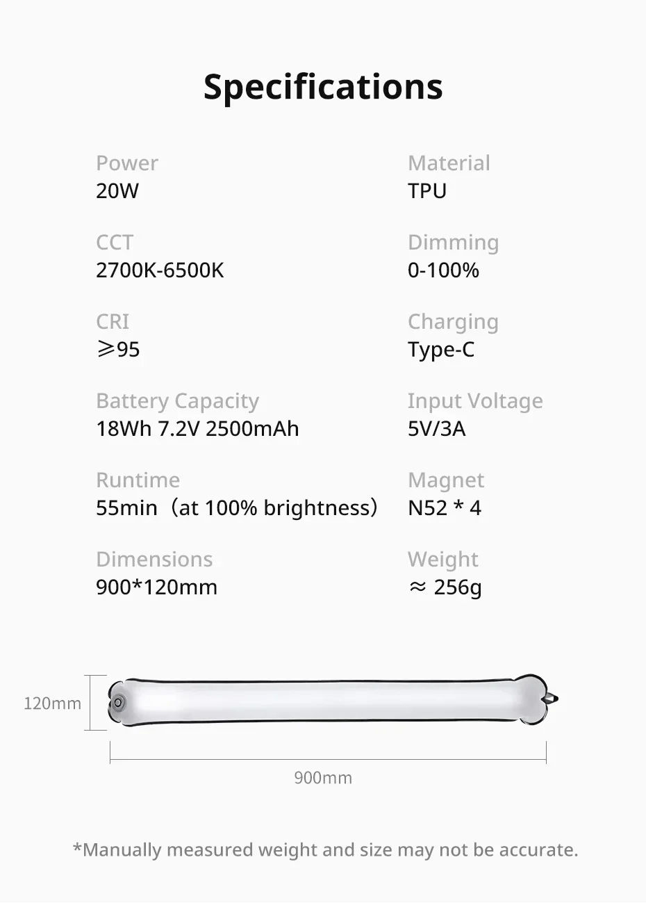 Luce Foto ULANZI UA20 20W Gonfiabile - Bi-Color 2700-6500K Con Batteria USB-C - Foto 9