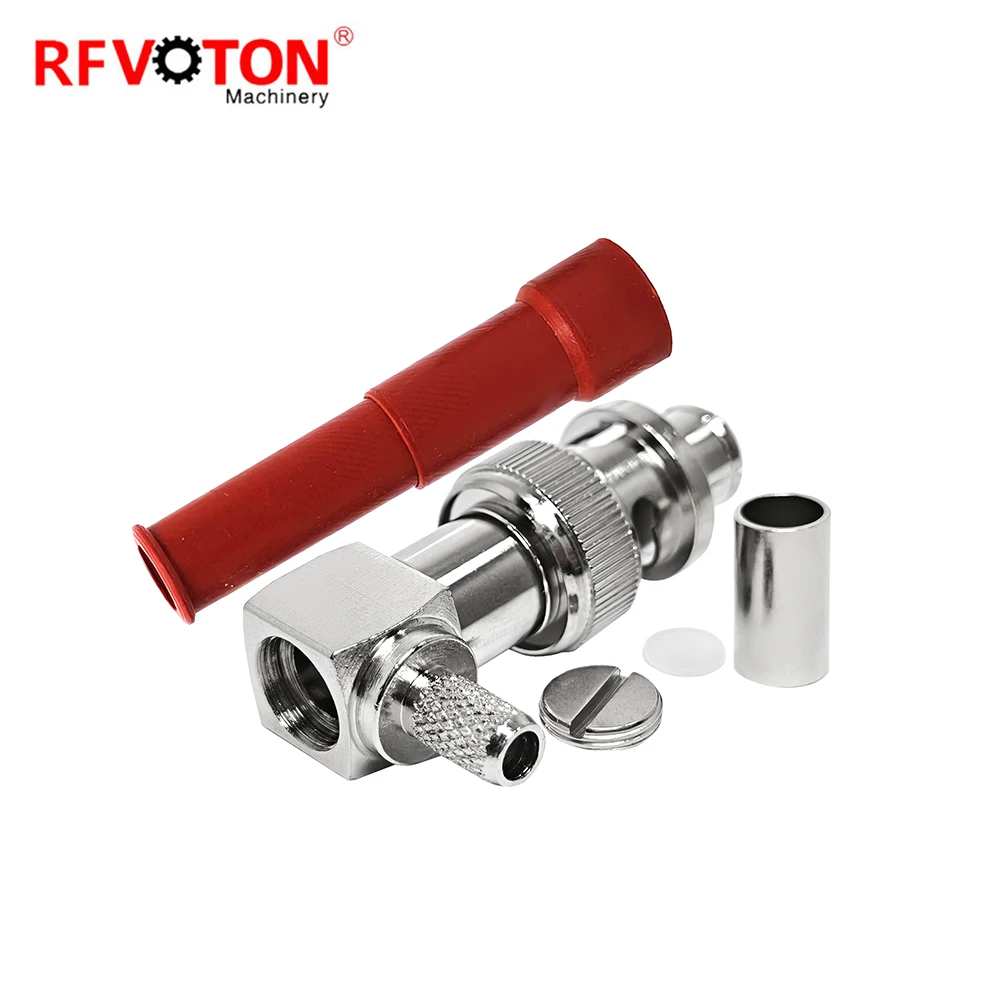 Factory SHV Male Plug High Voltage 5000V Right Angle RA 90 Degree Elbow Crimp for Rg58 Rf Coax Brass Coaxial Connector Converter