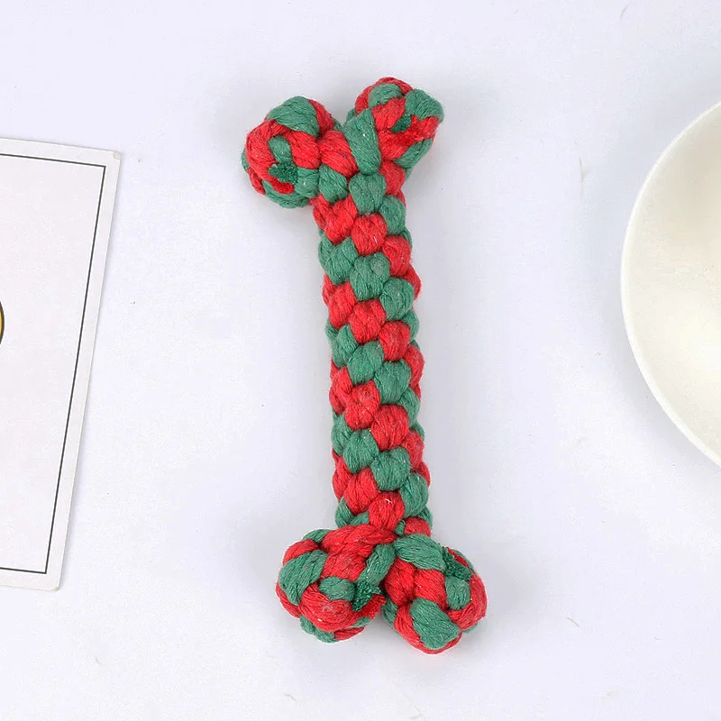 2025 New Pet Toy Colored Dog Bone Rope Knot Chew Resistant Cotton Rope Dog Toy