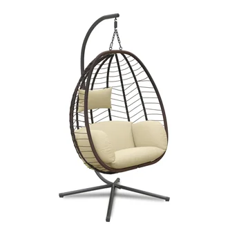 HOMECOME Luxury Hammock Rattan  Chair Outdoor Furniture Garden Patio  Wicker Swing Chair,Hanging Egg Chair
