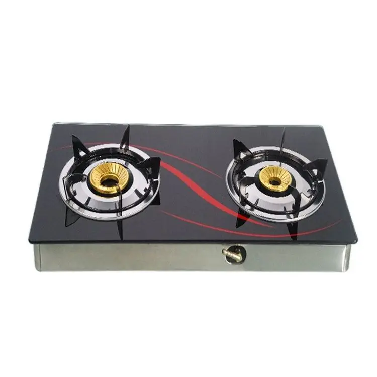 China Tempered glass countertop double burner gas stove for commercial  kitchen Manufacturer and Supplier