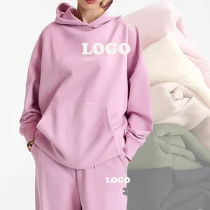 Free Mock up Women's Premium Quality Oversized Hoodie Set  100% Cotton Streetwear Design Hot Selling Winter Tracksuits