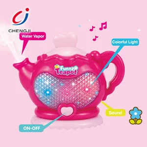 Children Juguetes Funny Play Spray Tea Kettle Toy, Kids Tea Kettle Water Bottle Plastic Toy Teapot With Light and Sound
