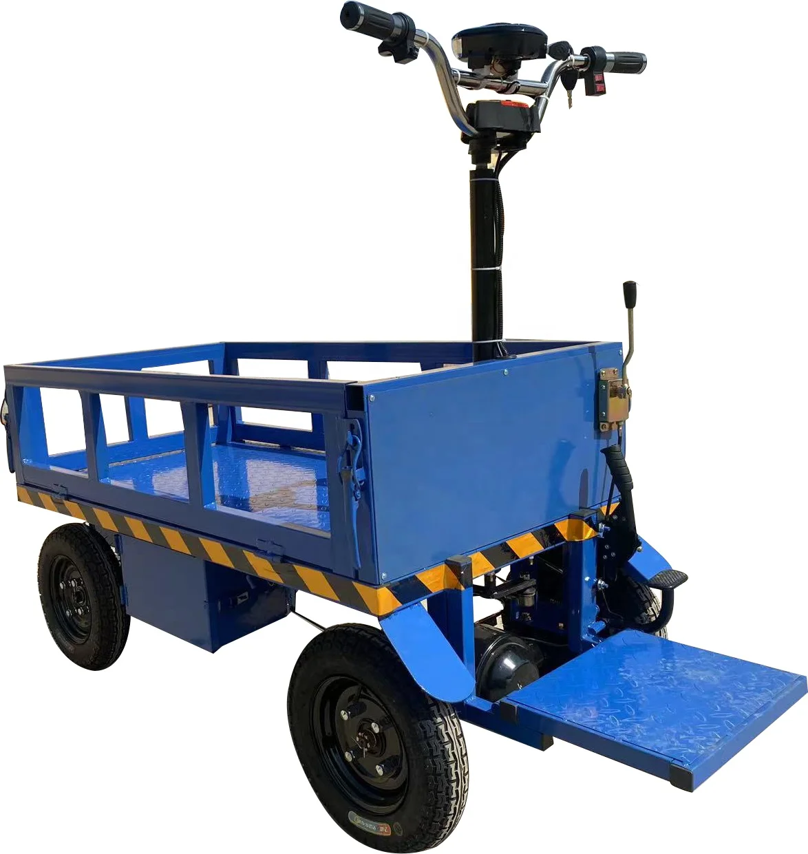 4 Wheel Detachable Fenced Electric Cargo Flatbed Transporter Trolley Carts for Garden Use