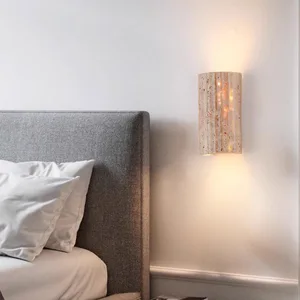 JACKSUN Wabi Sabi Travertine LED Outdoor Wall Lamp Waterproof Natural Stone Design for Villa Courtyard Balcony Bedside