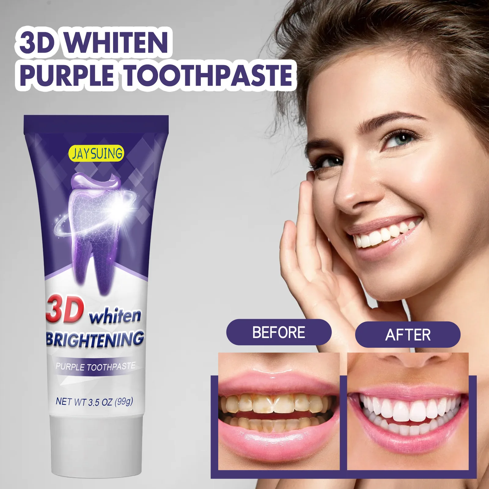 Jaysuing High Quality 3d Whiten Purple Toothpaste Teeth Whitening Deep ...