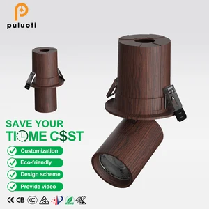 75mm Adjustable Angle 12W COB LED Recessed Down Light Spot Lights Modern Walnut Aluminum Hotels Offices Residential Warm 3500K