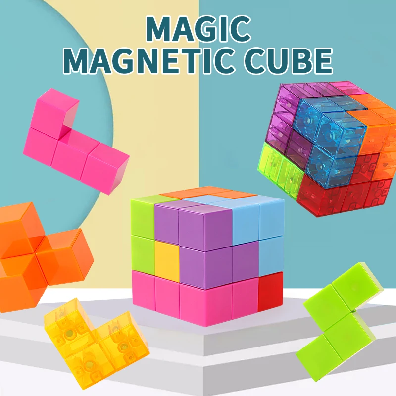 Children's Learning Promotional Magic Cube Puzzle Magnetic Cube for Kids