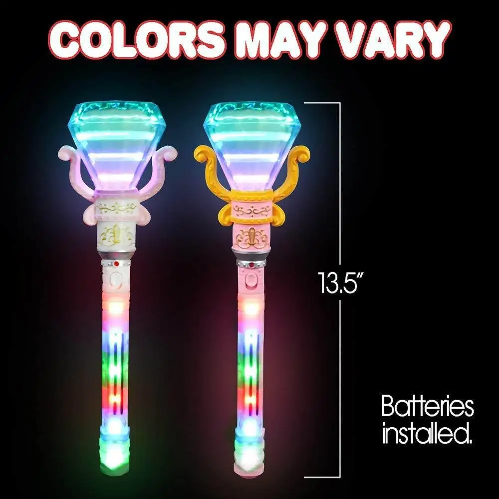 Princess Kids Diamond Rotating Stick Colorful Led Light up Spinning Wand Glow Sticks