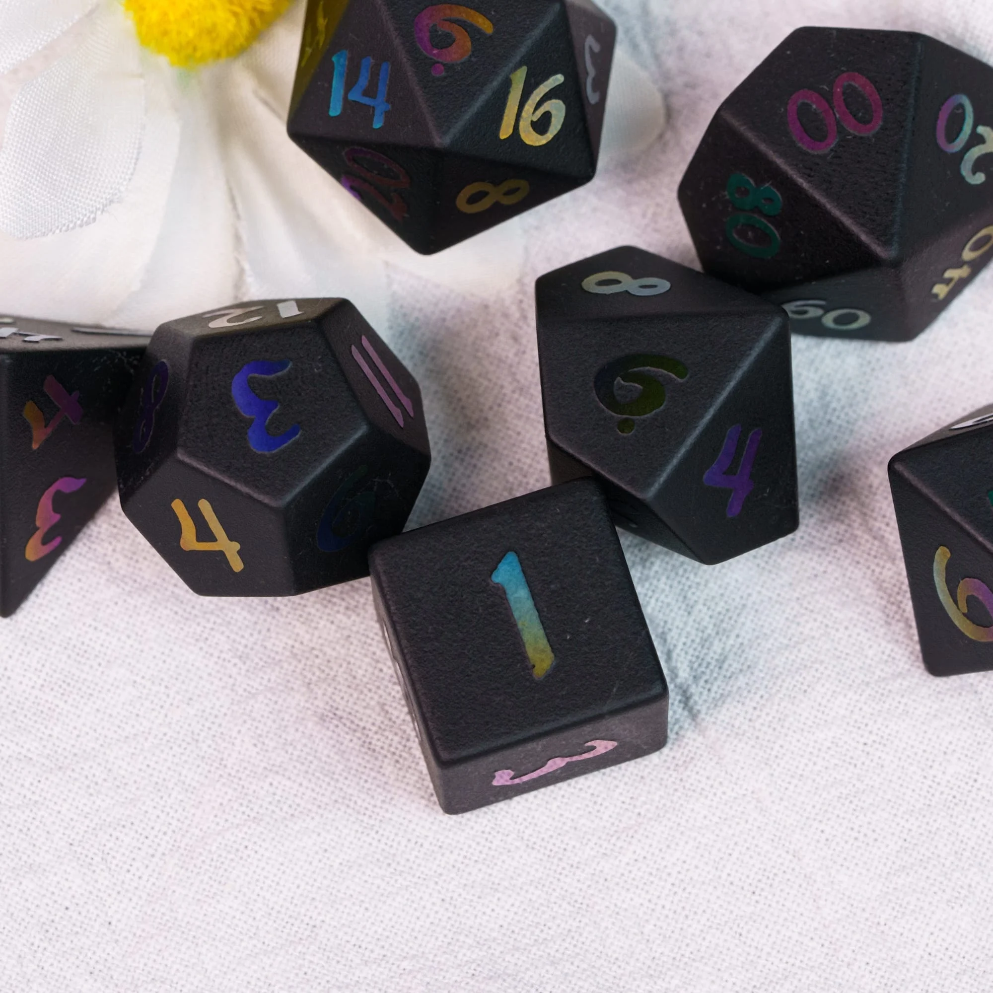 Udixi Polyhedral Custom logo Dungeons and Dragons Stone Gemstone Gem Obsidian Cube D&d Dice Game Set