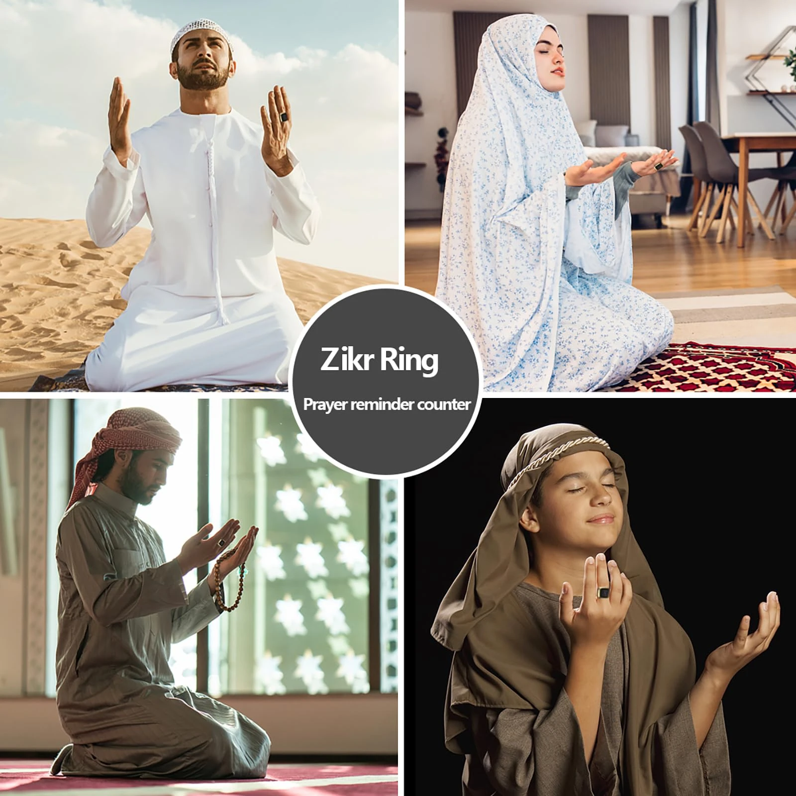 E01 Smart Ring Counter, Tasbih Zikr Ring, Muslim Islamic Prayer Smart Rings, Digital Electronic Smart Tally Counter for Prayer