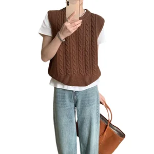 Casual Female Crew Neck Spring Outer Round Undershirt with Loose Fashion Soft Stacked Knitted Breathable 3D Pattern Ruffles