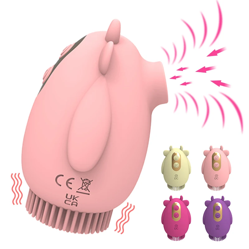 2 in 1 Cow Shaped Vibrator & for Egg Sucker Mini G-Spot Nipple & Clitoral Stimulator Cute Cow Calf Shaped Sucking Vibrator for