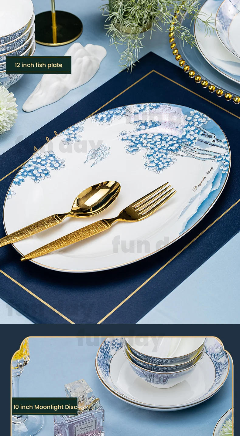 Luxury Bone China Gold Rim Dinnerware Set 23 Pcs 60 Pcs Restaurant ...