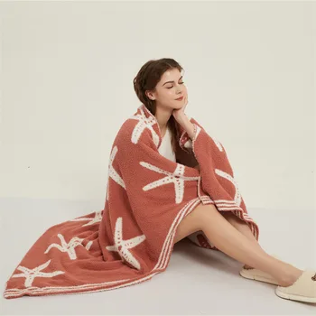 Custom Korean Style Half Velvet Wearable Blanket for Office and Home for Winter Air Conditioning Travel