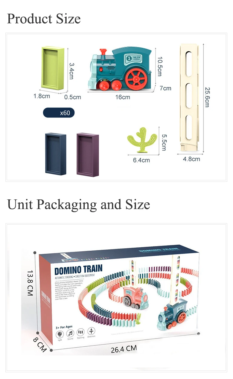 Educational Electric Lighting Music Blocks Kids Domino Train Toy Set