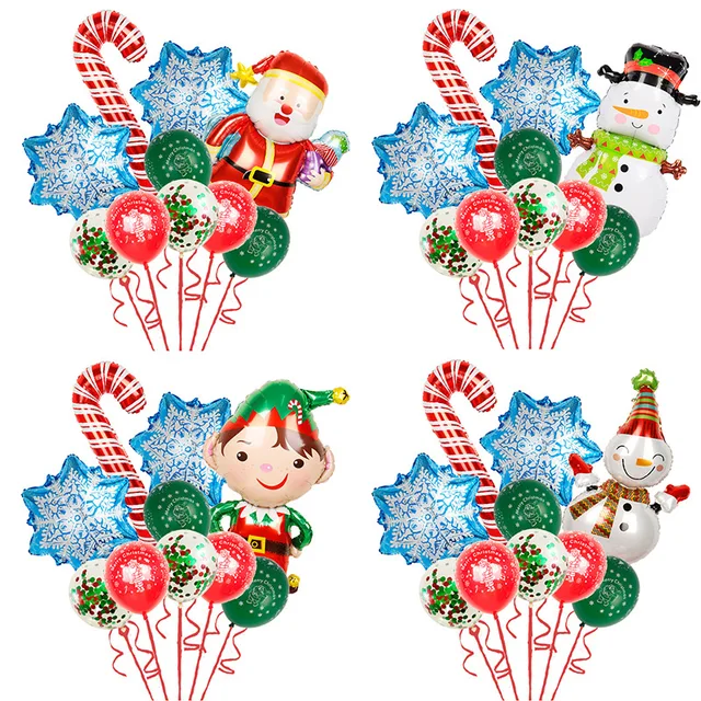 10Pcs/Set Christmas Foil Balloons Santa Snowman Xmas Tree Kids Toy New Year Party Home Decoration Supplies