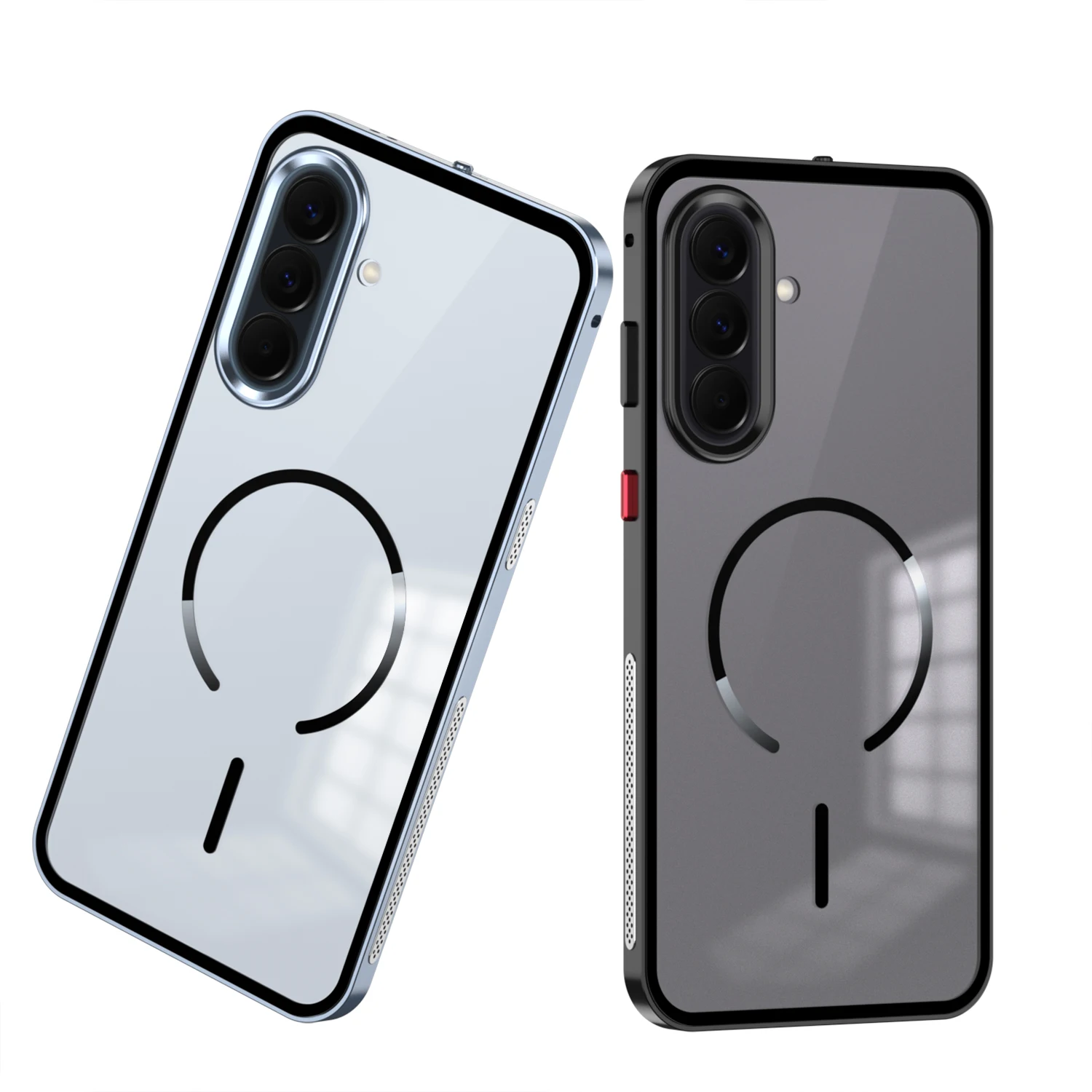 For Samsung Galaxy S26 Ultra S25 S24 Plus A57 A37 Frosted Magnetic Case Metal Frame Aluminum Alloy Bumper Buckle Matte Case Capa