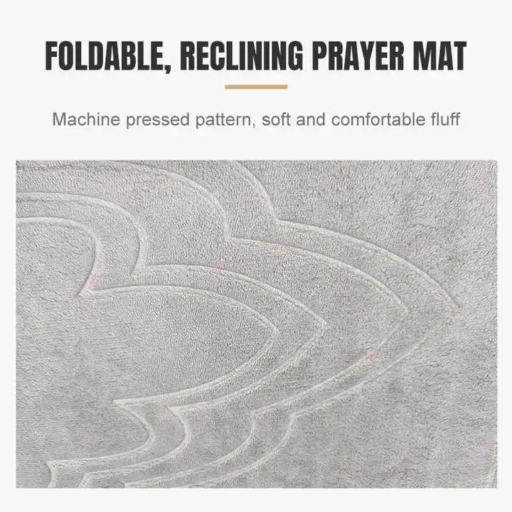 Portable Thick Prayer Mat for Pilgrimage Foldable Muslim Carpet with Embossed Backrest Plain Design Area Rug Set Gift Option