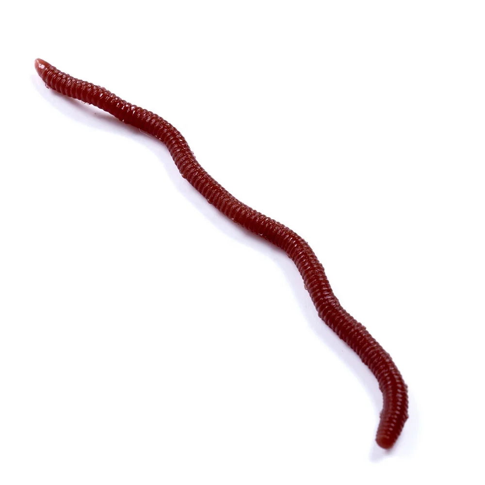 Fishing Artificial Worm Lure Silicone Bait Earthworm Fake Worms Earthworms  Red Supplies