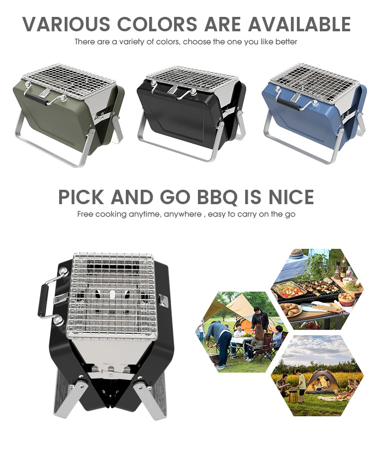 No Moq Outdoor Mini Camping Briefcase Barbecue Grill Suitcase Bbq Grill