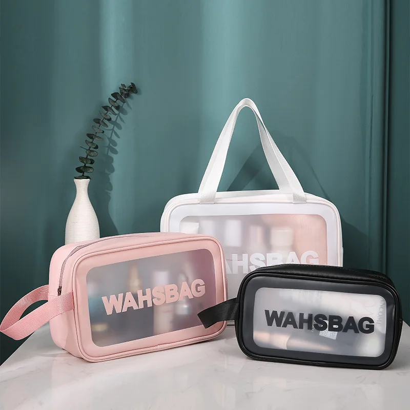 Wholesale Transparent Toiletry Storage Organizer Waterproof Pink Portable Wash Bag Custom Clear Pvc Makeup Travel Cosmetic Bag