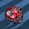 Anillo de corindón rojo oro negro tamaño abierto