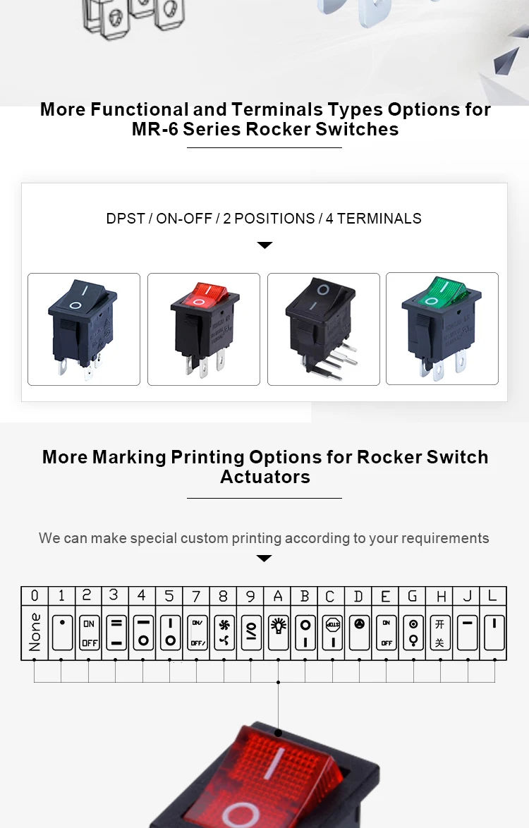 Mr-6-210-c5l-bg(10a Rocker Switch) Hongju Mr6 10a 125v 6a 250v Rocker ...