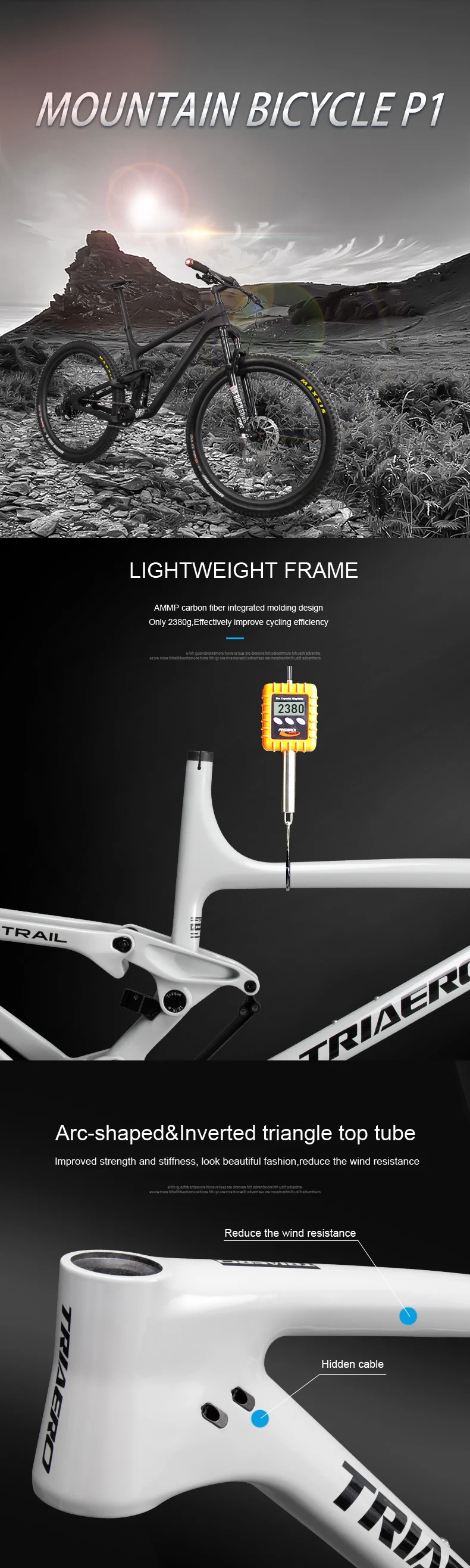 650b+ P1 Carbon Mountain Bike Frame Full Suspension Mtb Frames 27.5er