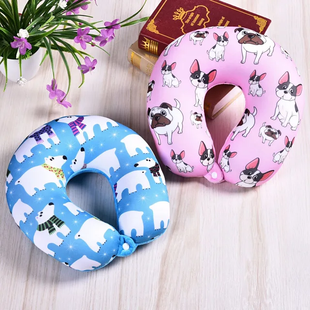Custom U-Shaped Children's Cartoon Print Neck Pillow Removable Microbeads Pillow for Hotel Travel & Home Outdoor Use