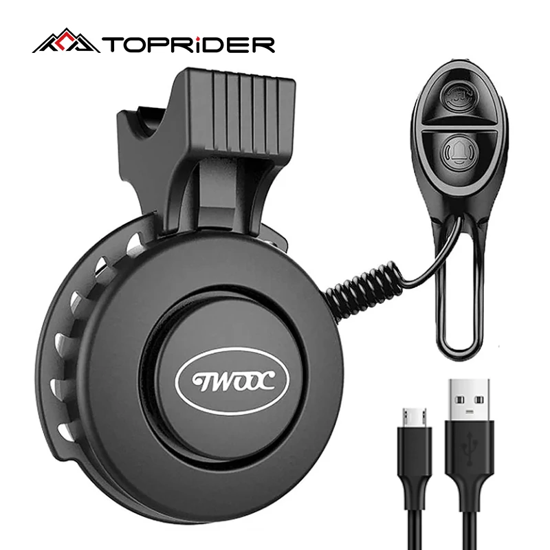 Перезаряжаемый электронный велосипедный Звонок TWOOC T-002 MTB гудок водонепроницаемых usb-разъемом для зарядки-1 шт. и 4 звуковых режимов простое Электрический велосипед поршневых колец