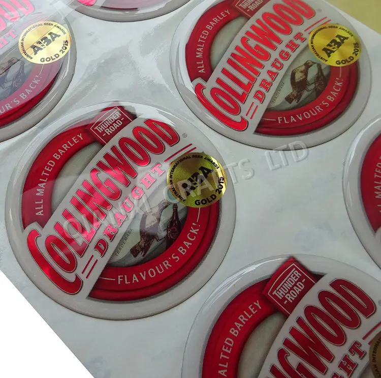 Custom Polyurethane Over Logo Gel Decal Epoxy Resin Domed 3d Label