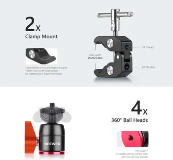 Neewer Camera Slider Support Arm Stabilizer, 2-Pack Adjustable Tripod Stability Arm for Increasing Stability in Aluminum Alloy product image