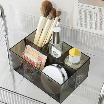 Desktop transparent acrylic makeup display stand 4 cases acrylic cosmetic makeup organizer
