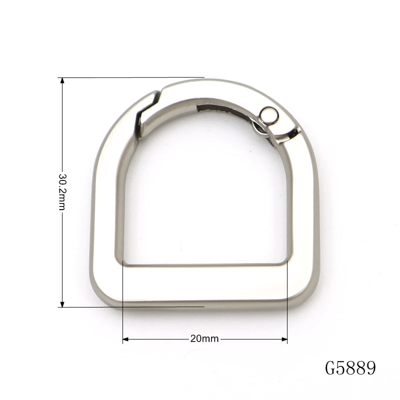 Hot Design Matte Nickel Plated 20mm Flat d Ring Carabiner d Ring Spring ...